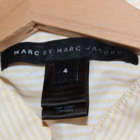 Marc Jacobs white & Yellow Stripes Button Down Shirts Women's Size 4 - Picture 11 of 13